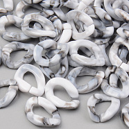 Opaque Acrylic Linking Rings, Quick Link Connectors, For Jewelry Curb Chains Making, Imitation Gemstone Style, Twist, Creamy White, 13.5x10x2.5mm, Inner Diameter: 8x4mm(X-OACR-S038-005A-B06)
