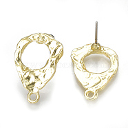 Alloy Stud Earring Findings, with Loop, Steel Pins, Teardrop, Light Gold, 19.5x14mm, Hole: 1.5mm, Pin: 0.7mm(PALLOY-S121-72)