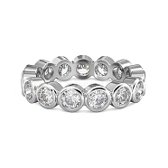 Rhodium Plated 925 Sterling Silver Round Finger Ring, Clear Cubic Zirconia Ring for Women, Platinum, 4.5mm, Inner Diameter: US Size 6 3/4(17.1mm)(RJEW-Z040-09P)