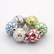 Round Platinum Plated Alloy Enamel Magnetic Clasps with Loops, Mixed Color, 17x12mm, Hole: 2mm(ENAM-P109-M)