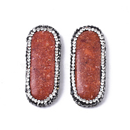 Synthetic Coral Cabochons, with Polymer Clay Rhinestone, Oval, FireBrick, 45x18.5x7mm(CORA-R019-007)