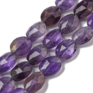 Natural Amethyst Beads Strands, Faceted, Flat Oval, 10x8x5mm, Hole: 1mm, about 38pcs/strand, 15.04''(38.2cm)(G-P544-D05-01)