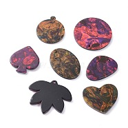 Cellulose Acetate(Resin) Pendants, Mixed Shape, Mixed Color, 23~28x17~31x2.5mm, Hole: 1.2~1.5mm(KY-XCP0001-06)