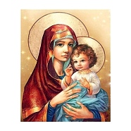 Virgin Mary Holding Kid Religion Human Pattern DIY Diamond Painting Kit, Including Resin Rhinestones Bag, Diamond Sticky Pen, Tray Plate and Glue Clay, Colorful, 400x300mm(WG56962-06)