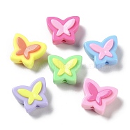 Two Tone Opaque Acrylic Beads, Butterfly, Mixed Color, 16.5x20x9mm, Hole: 2~8mm, about 23pcs/500g(SACR-I005-06A)