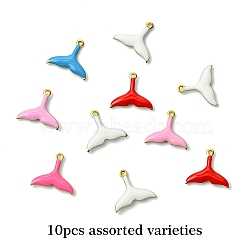 10Pcs 304 Stainless Steel Enamel Charms, Marine Animal, Golden, Fish, 10x11x2mm, Hole: 0.9mm(STAS-YW0003-25A)
