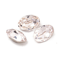 Glass Rhinestone Cabochons, Flat Back & Back Plated, Faceted, Oval, Rosaline, 6x4x3mm(RGLA-L029-17B-508)