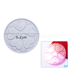 Coaster DIY Food Grade Silicone Mold, Resin Casting Molds, for UV Resin, Epoxy Resin Craft Making, Heart, 52x4mm(PW-WGB0591-04)