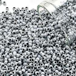 TOHO Round Seed Beads, Japanese Seed Beads, (820) Black Lined Grey Ceylon Pearl, 11/0, 2.2mm, Hole: 0.8mm, about 1103pcs/10g(X-SEED-TR11-0820)