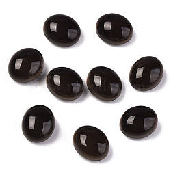Glass Cabochons, Changing Color Mood Cabochons, Oval, Black, 12x10x6.5mm(X-GLAA-R218-01)