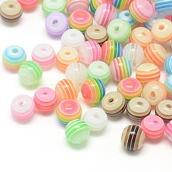 Transparent Stripe Resin Beads, Round, Mixed Color, 8mm, Hole: 1.6~2mm(RESI-S345-8mm-M)