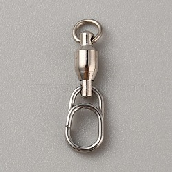 Brass with 304 Stainless Steel Fishing Fast Snap Clips, Quick Change Connectors, Platinum & Stainless Steel Color, 25x7x4.5mm, Hole: 3.7mm & 6.5x4.6mm(FIND-WH0152-322D)