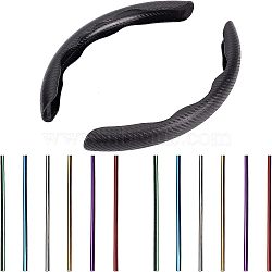 SUPERFINDINGS 2Pcs Fibre Car Steering Wheel Cover and 12Pcs PVC Air Conditioner Strip Decoration Cover, Mixed Color, 320x38x2.5mm and 193x6.5x4.5mm(AJEW-FH0002-40)