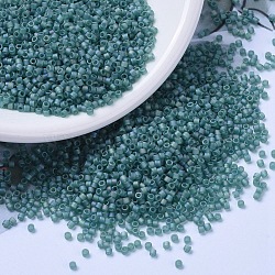 MIYUKI Delica Beads, Cylinder, Japanese Seed Beads, 11/0, (DB1283) Matte Transparent Caribbean Teal AB, 1.3x1.6mm, Hole: 0.8mm, about 10000pcs/bag, 50g/bag(SEED-X0054-DB1283)
