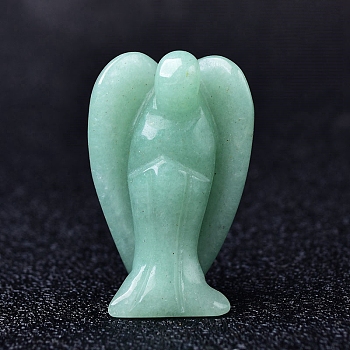Natural Green Aventurine Carved Healing Angel Figurines, Reiki Energy Stone Display Decorations, 37~40mm