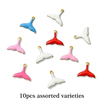 10Pcs 304 Stainless Steel Enamel Charms, Marine Animal, Golden, Fish, 10x11x2mm, Hole: 0.9mm