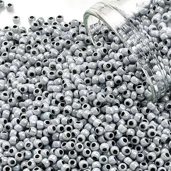 TOHO Round Seed Beads, Japanese Seed Beads, (820) Black Lined Grey Ceylon Pearl, 11/0, 2.2mm, Hole: 0.8mm, about 1103pcs/10g