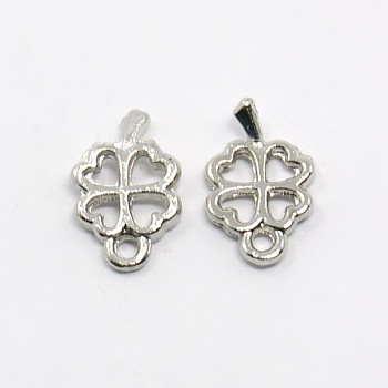 Tibetan Style Alloy Charms, Cadmium Free & Lead Free, Clover, Platinum, 10x6x1mm, Hole: 1mm, about 4600pcs/1000g