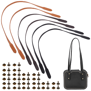Elite 6Pcs 3 Colors Imitation Leather Bag Strap, with Rivets, for Bag Replacement Accessories, Mixed Color, 72x1.3x0.3cm, 2pcs/color