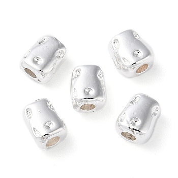 Rack Plating Brass Spacer Beads, Nuggets, Silver, 5.5x4.5x3.5mm, Hole: 1mm