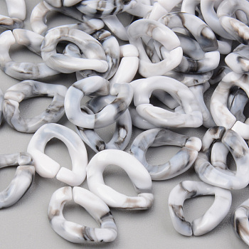 Opaque Acrylic Linking Rings, Quick Link Connectors, For Jewelry Curb Chains Making, Imitation Gemstone Style, Twist, Creamy White, 13.5x10x2.5mm, Inner Diameter: 8x4mm
