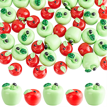 40Pcs 2 Colors Opaque Resin Cabochons, Apple, Mixed Color, 12~16.5x12~16mm, 20pcs/color