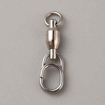 Brass with 304 Stainless Steel Fishing Fast Snap Clips, Quick Change Connectors, Platinum & Stainless Steel Color, 25x7x4.5mm, Hole: 3.7mm & 6.5x4.6mm