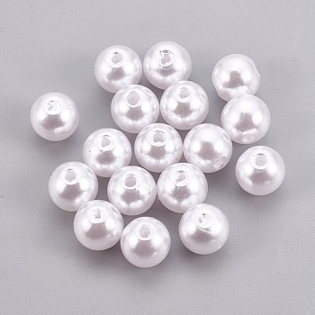 ABS Plastic Imitation Pearl Beads, Round, White, 6mm, Hole: 2mm
