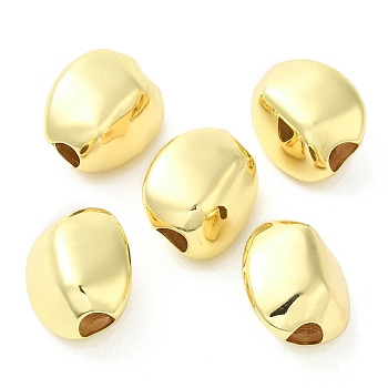 Brass European Beads, Large Hole Beads, Long-Lasting Plated, Lead Free & Cadmium Free, Bean, Real 18K Gold Plated, 22.5x19.5x15mm, Hole: 6mm