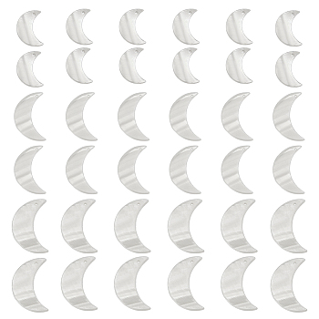 36Pcs 3 Styles Natural Shell Pendants, Moon Charms, White, 20~30x13~17x1.5~2mm, Hole: 1.2mm, 12pcs/style