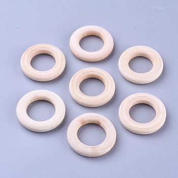 Unfinished Wood Linking Rings, Macrame Wooden Rings, Annular, Khaki, 30x6mm, Hole: 17mm