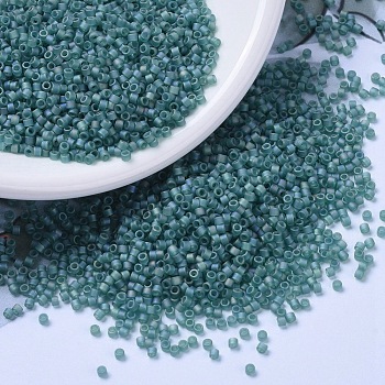 MIYUKI Delica Beads, Cylinder, Japanese Seed Beads, 11/0, (DB1283) Matte Transparent Caribbean Teal AB, 1.3x1.6mm, Hole: 0.8mm, about 10000pcs/bag, 50g/bag