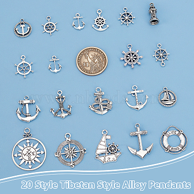 80Pcs 20 Style Tibetan Style Alloy Pendants(TIBEP-FG0001-12)-3