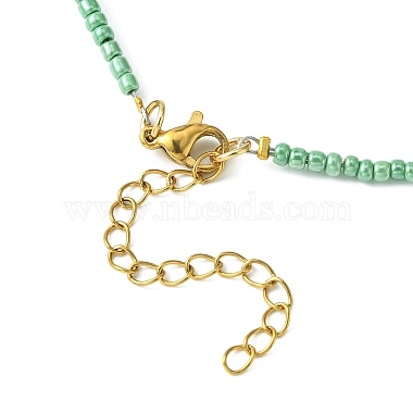 Ожерелье с подвеской в стиле лэмпворк «Сглаз» и цепочками из стеклянного бисера для женщин(NJEW-JN04419)-5