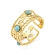 Synthetic Turquoise Beaded Open Cuff Ring(RJEW-G293-01B)-1