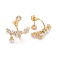 Clear Cubic Zirconia Branch Front Back Stud Earrings with Acrylic Pearl(EJEW-C022-20G)-2