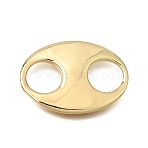 Brass Connector Charms, Oval Links, Long-Lasting Plated, Cadmium Free & Lead Free, Real 18K Gold Plated, 25x18x2.5mm, Hole: 8mm(KK-CBAF3A5-07G-01)