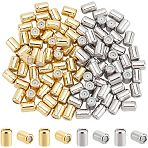 100Pcs 2 Colors Rack Plating Brass Beads, with Rubber, Slider Beads, Column, Mixed Color, 6x4mm, Hole: 0.5mm, 50pcs/color(KK-PH0010-40)