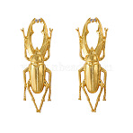 Alloy Stud Earrings for Women, with Rhinestone, Beetles, Golden, 94x31mm(WG2D99E-01)