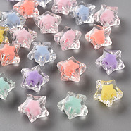 Transparent Acrylic Beads, Bead in Bead, Faceted, Star, Mixed Color, 14x15x8.5mm, Hole: 2mm, about 518pcs/500g(TACR-S152-02A)