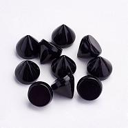 Natural Black Agate Cabochons, Cone, Dyed & Heated, 10~11x10~11mm(G-P287-B04)