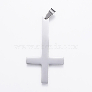 304 Stainless Steel Big Pendants, Cross, Stainless Steel Color, 55x30x2mm, Hole: 7x5mm(STAS-H351-09P)