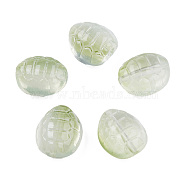Transparent Spray Painted Glass Beads, Tortoise, Yellow Green, 12x11x7mm, Hole: 1mm(GLAA-N035-022-C07)