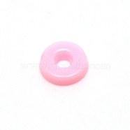 Opaque Acrylic Beads, Flat Round, Pink, 6x1.5mm, Hole: 2mm, about 830pcs/bag(FIND-CJC0012-002A)