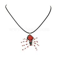 Braided Glass Seed Bead Spider Pendant Necklaces, Waxed Cotton Cord Necklaces for Women, Red, 19.69 inch(50cm)(NJEW-MZ00036-04)