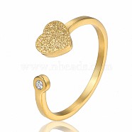 Stylish Adjustable Stainless Steel Heart Cuff Rings for Women, Minimalist Fashion Hand Jewelry, Golden, show in picture(CD3807-3)