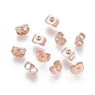 304 Stainless Steel Ear Nuts, Friction Earring Backs for Stud Earrings, Rose Gold, 6x4x3.5mm, Hole: 0.8mm(STAS-P099-03RG-01)