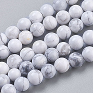 Natural Howlite Beads Strands, Round, White, 6mm, Hole: 1mm, about 32pcs/strand, 7.6 inch(TURQ-G091-6mm)