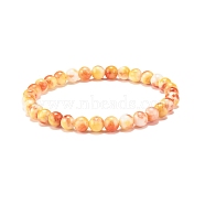 Natural White Jade Round Beaded Stretch Bracelet, Gemstone Jewelry for Women, Orange, Inner Diameter: 2-1/4 inch(5.6cm), Beads: 6.5mm(BJEW-JB07968-02)