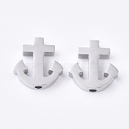 304 Stainless Steel Beads, Anchor, Stainless Steel Color, 14.5x14x3mm, Hole: 1.8mm(STAS-S079-139A)